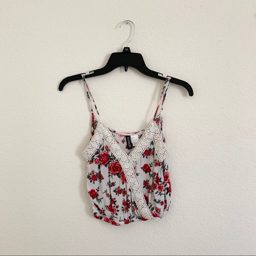H&M rose patterned tank top